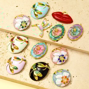 1 Piece Classic Series DIY Flower Stainless Steel Gold Color Women's Pendants h5 Picture4
