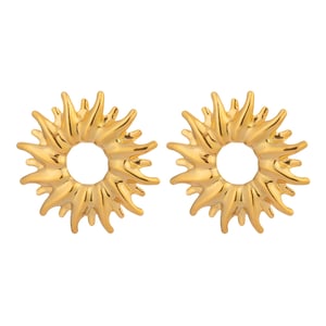 1 Pair Sun Stainless Steel Gold Color Stud Earrings h5 Picture5