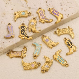 1 Piece DIY Colorful Boot Stainless Steel Gold Color Women's Pendants h5 Picture3