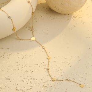 Collane a catena da donna in acciaio inossidabile color oro con motivo a cuore dolce h5 Immagine2