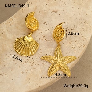 Vacation Turtle Stainless Steel  Gold Color  Women's Dangle Earrings h5 Picture2