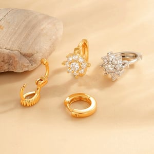 1 Piece Simple Series Simple Heart Copper   Gold Color  Zircon Women's Hoop Earrings h5 Picture3