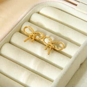 Romantic Series Elegant Bow Knot Stainless Steel Women's Stud Earrings h5 Picture3