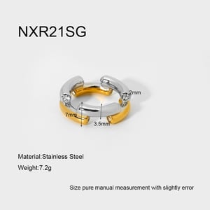 1 Paar Statement-Ringe aus Edelstahl der Simple Series mit geometrischem Muster h5