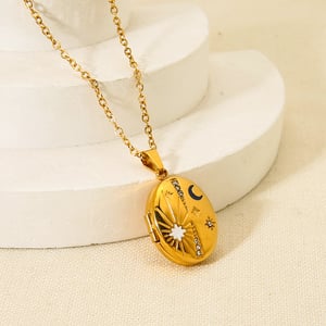Retro Sun/Moon Stainless Steel   Gold Color  Pendant Necklaces h5 Picture2