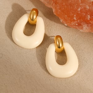 Simple Series Daily Stainless Steel Gold Color Women's Drop Earrings h5 Picture4