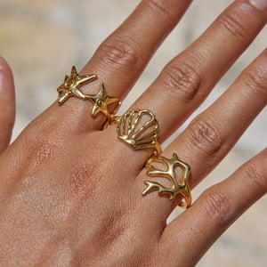1 Piece Marine Organism Stainless Steel Gold Color Statement Rings h5 Picture7