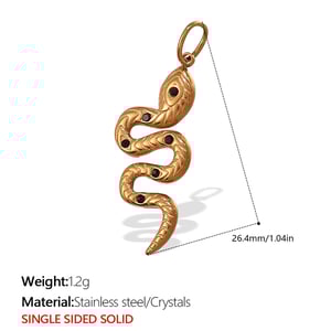 1 Piece Snake Stainless Steel Gold Color Pendant h5