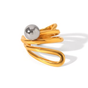 Simple Mixed Color Stainless Steel   Gold Color  Statement Rings h5 