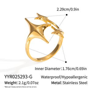 1 Piece Star Stainless Steel Gold Color Statement Ring h5