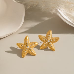 Seestern-Ohrring-Set aus Edelstahl in Goldfarbe h5 Bild4