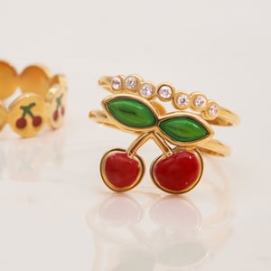 1 Piece Cherry Stainless Steel Gold Color Statement Rings h5 Picture5