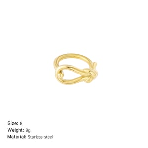 1 Piece Simple Series Casual Twist Stainless Steel Gold Color Minimalist Rings h5 Picture2