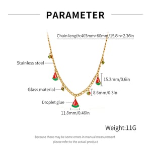 1 pezzo di collana con ciondolo da donna in acciaio inossidabile color oro con frutti policromi h5 Immagine2