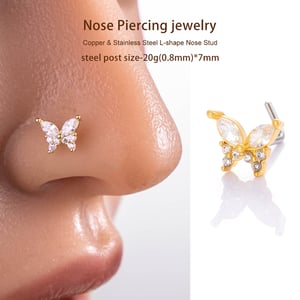 1 Piece Copper Gold Color Zircon  Nose Stud h5 Picture5