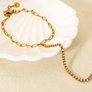 1 Stück Edelstahl Goldfarben Zirkon Finger verbundenes Armband h5 Bild3