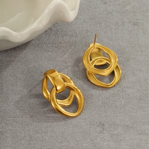 Simple Series Daily Geometric Stainless Steel Gold Color Women's Hoop Earrings h5 Picture4