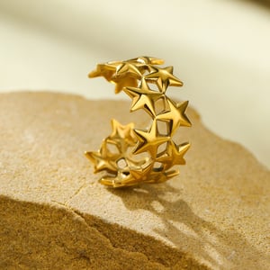 Simple Geometric Stainless Steel Gold Color Women's Adjustable Rings h5 Picture3