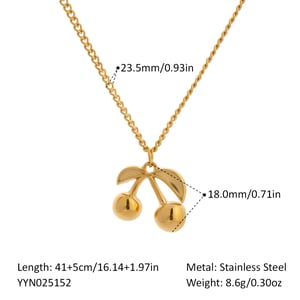 Cute Cherry Stainless Steel Gold Color Pendant Necklaces h5