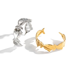 1 Piece Fish Stainless Steel Gold Color Cuff Bracelet h5 Picture5