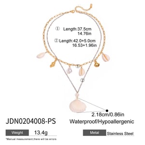 1 Piece Romantic Series Vacation Shell Stainless Steel Gold Color Women's Layered Necklaces h5 Picture2