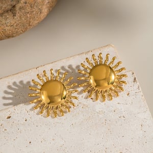 1 Pair Sun Stainless Steel Gold Color Stud Earrings h5 Picture4