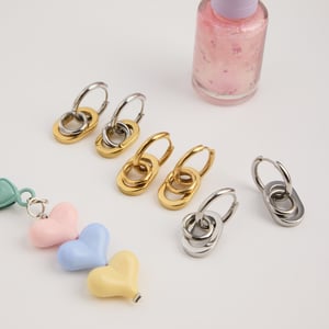 1 Pair Personality Round Stainless Steel Gold Color Women's Hoop Earrings h5 Picture5