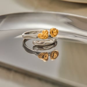 1 Piece Simple Series Heart Stainless Steel Gold & Silver Color Statement Rings h5 Picture3