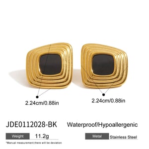 1 Pair Classic Series Elegant Rectangular Stainless Steel Gold Color Women's Stud Earrings h5