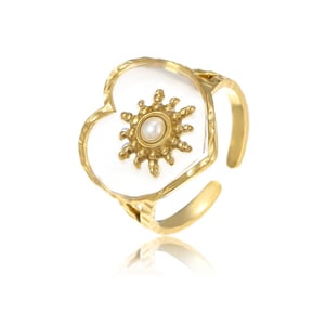 Sweet Flower Stainless Steel Gold Color Women's Adjustable Rings h5 Picture5