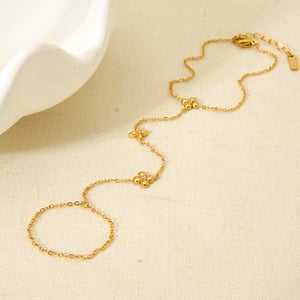 1 Stück Blumenarmband aus Edelstahl in Goldfarbe mit Fingerverbindung h5 Bild2