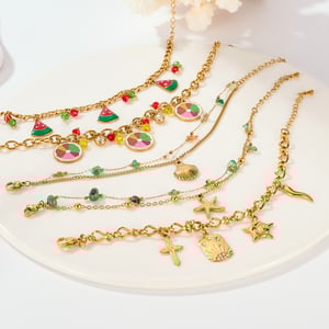 Braccialetti con ciondoli da donna in acciaio inossidabile color oro con frutti del giorno, 1 pezzo h5 Immagine3