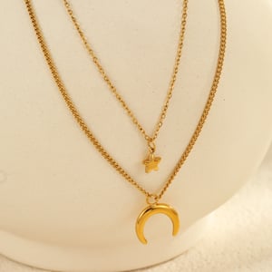 Elegant Sun/Moon Stainless Steel  Gold Color Women's Layered Necklaces h5 Picture3