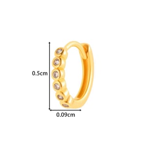 1 Piece Exquisite Rectangular Copper Gold Color Zircon Women's Hoop Earrings h5 Picture2