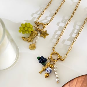 1 Piece Grape Stainless Steel Gold Color Pendant Necklace h5 Picture4