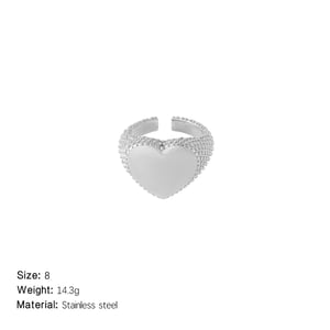 1 Piece Romantic Series Daily Heart Stainless Steel   Gold Color  Statement Rings h5 Picture2