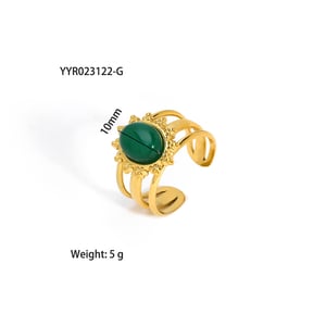 Anillo ajustable de acero inoxidable con piedra natural color dorado de 1 pieza h5