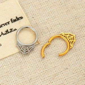 1 Piece Cobweb Stainless Steel Gold Color Women's Hoop Earrings h5 Picture3