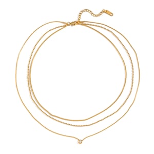 1 Piece Simple Stainless Steel Gold Color Zircon Layered Necklace h5 Picture5