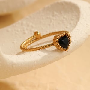 Retro Heart Stainless Steel  Gold Color Women's Adjustable Rings h5 Picture4
