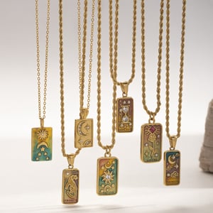 1 Piece Retro Tarot Stainless Steel Gold Color Pendant Necklaces h5 Picture3