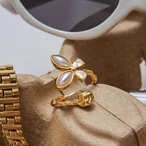 1 Piece Elegant Butterfly Stainless Steel Gold Color Statement Rings h5 Picture6