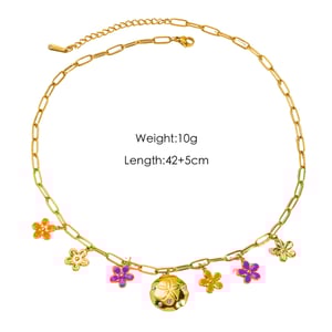 Elegant Flower Stainless Steel   Gold Color  Women's Pendant Necklaces h5