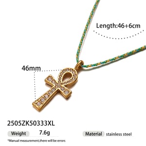 1 Piece Retro Cross Stainless Steel  Gold Color Pendant Necklaces h5 