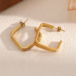 1 Pair Stainless Steel Gold Color Stud Earrings h5 Picture2