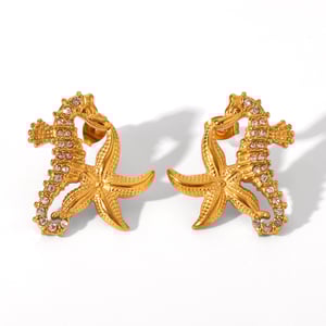 Simple  Animal Stainless Steel   Gold Color  Zircon Women's Stud Earrings h5