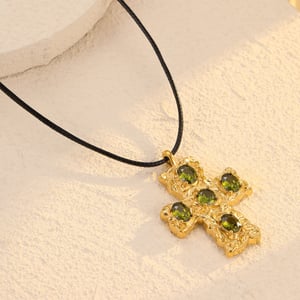 Retro Cross Stainless Steel  Gold Color Women's Pendant Necklaces h5 Picture4