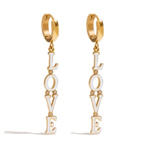 1 Paar romantische Serie Sweet LOVE Letter Edelstahl Gold Farbe Damen Tropfen Ohrringe h5