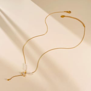 Collana con ciondolo a forma di coda di pesce in acciaio inossidabile color oro, da donna, serie semplice, 1 pezzo h5 Immagine4