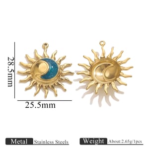 1 Piece Classic DIY Sun Stainless Steel Gold Color Women's Pendants h5